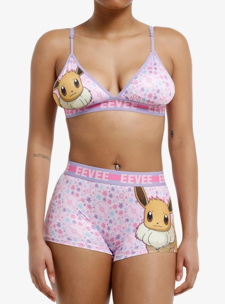 Pokemon Eevee Floral Bralette & Boyshort Set