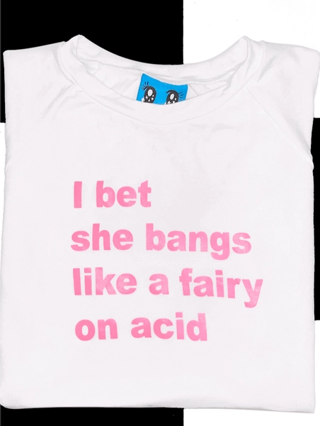 SWEET LORD O'MIGHTY! FAIRY ON ACID BABY TEE IN WHITE
