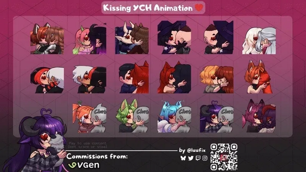 Kissing YCH Animation ❤ by luufix (@luufix)