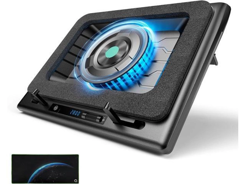 Gaming Laptop Cooler, Laptop Cooling Pad Holder with 5.5-Inch External Cooling Fan, Quickly Cools Computer Laptop 15.6-21-Inch, Adjustable Speed,
