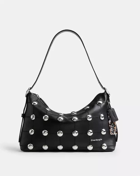 Black Alter/Ego Slouchy Shoulder Bag In Upcrafted Leather With Rivets
