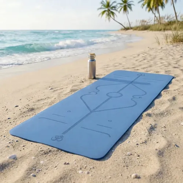 Mat Yoga Colchoneta Bicolor Guía Posiciones Azul Y Celeste Tpe 6mm + Funda