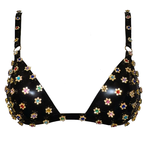 Diamanté Latex Triangle Bra — ELISSA POPPY