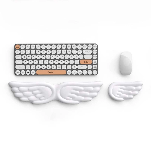 9 Colors Angel Wings Keyboard Wrist Rest Cute Wrist Support Kawaii Gaming Room Decor - White