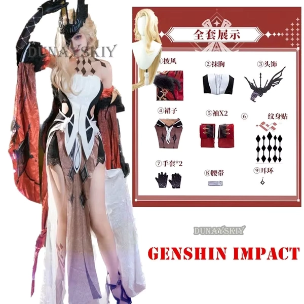 YUNDA Cosplay La Signora The Fair Lady Cosplay Costume Game Genshin Impact Cos Rosalyne Costume with Cosplay Wig Game Gens YUNDA - AliExpress 
