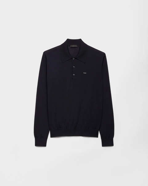 Prada Long-sleeved superfine wool polo sweater