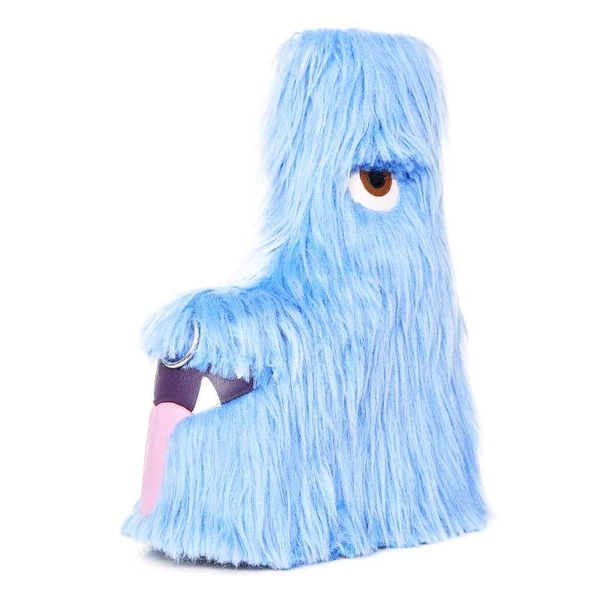 Emma Jones Round Toe Fur Plush Platforms Cute Monster Wedges Platforms Ankle Highs Boots - Blue in Sexy Boots - $203.97