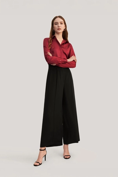 Basic Concealed Placket Silk Shirt