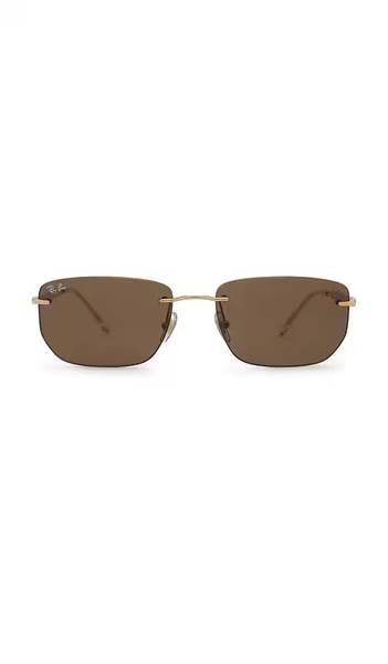 Ray-Ban Rectangular Sunglasses in Metallic Gold.