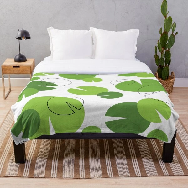 Green Lily Pad Pattern Throw Blanket