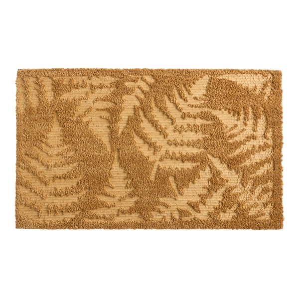 Natural Debossed Fern Botanical Tufted Coir Doormat