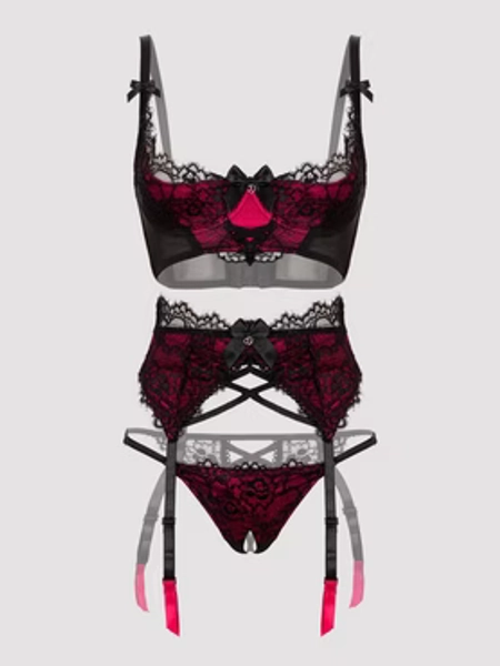 Lovehoney Plus Size Boudoir Belle Cherry Quarter Cup Bra Set