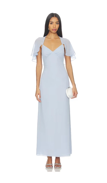 Line & Dot Amorette Cape Dress in Baby Blue. - size S
