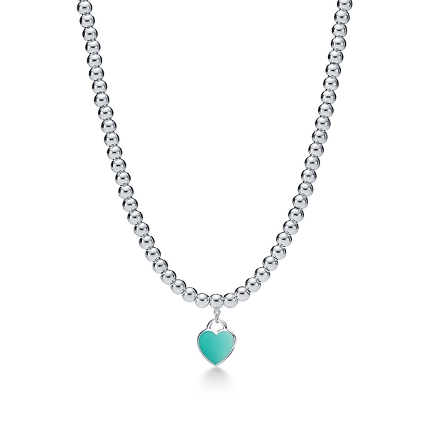 Return to Tiffany(MC) Collier à billes Plaque en cœur Tiffany Blue