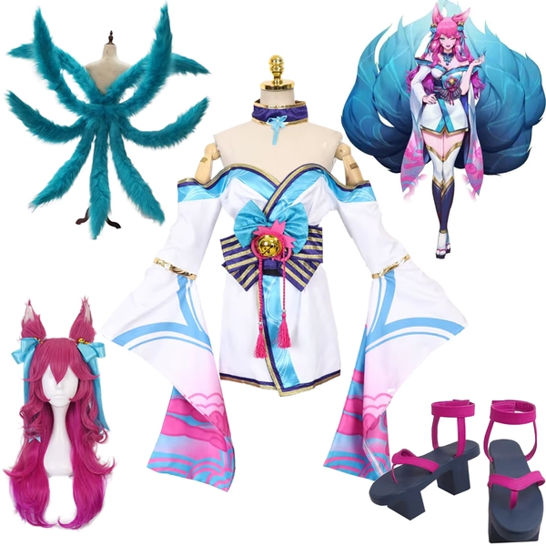 Anime Spel Geest Blossom Ahri Cosplay Kostuum Kda Ahri Cosplay Staart Pruik Schoenen Vrouwen Halloween Party Rollenspel Carnaval Outfits - AliExpress 