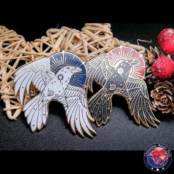 Corvus Constellation Enamel Pin: Glitter Raven Pin Badge