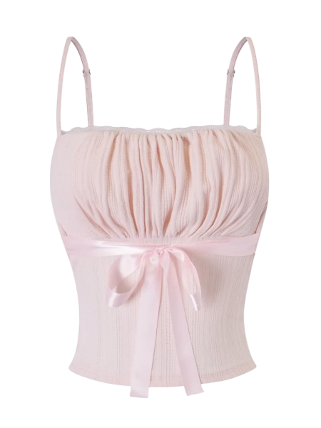 My True Form Cotton Cami Top (Pink Bow)