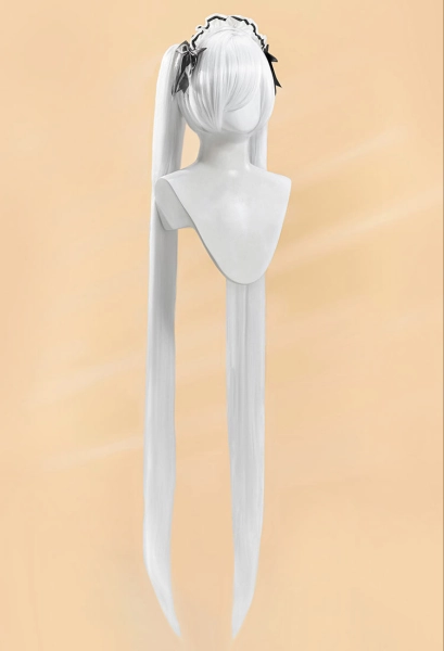 Nikke Cinderella Cosplay Wig White Double Ponytail Wig