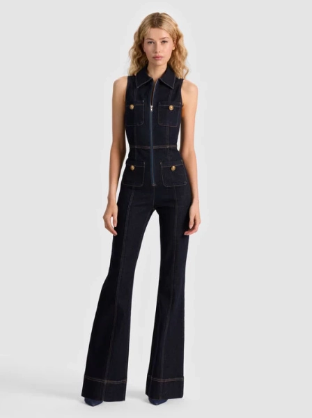 RACHEL SLEEVELESS DENIM JUMPSUIT