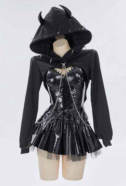 Cute Gothic leather bat outfit size S