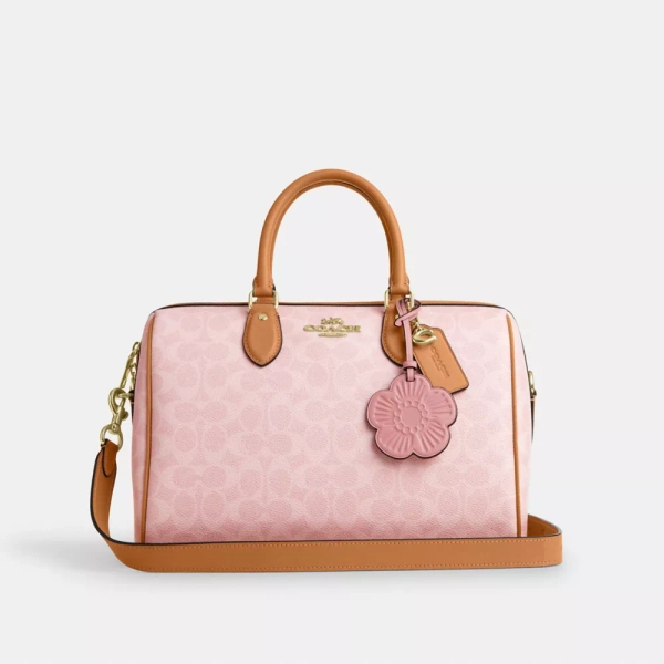 Rowan Large Satchel Bag In Signature Canvas With Charms
