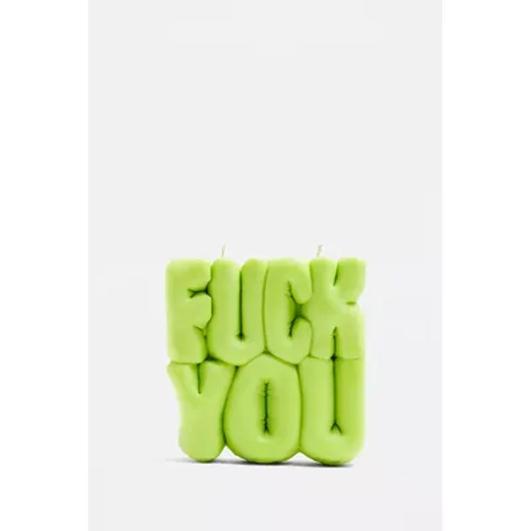 Wavey Casa,Wavey Wavey Casa Lime F*ck You Puffer Candle Jacket - Green 12cm x 13cm x 4cm at Urban Outfitters