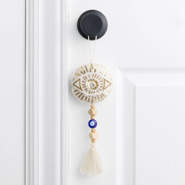 Gold Evil Eye Beaded Embroidered Door Hanger Decor