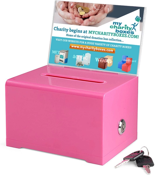 Rectangular Acrylic Donation, Ballot, and Suggestion Box with Lock and Display Panel