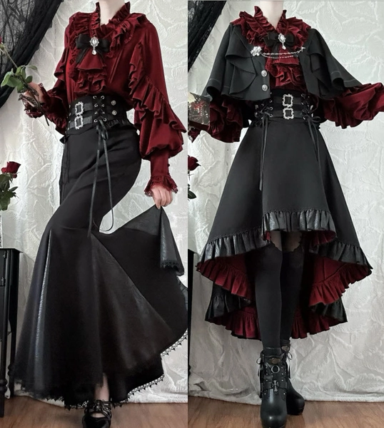 Day and Night New Version Gothic Ouji Lolita Wine Blouse