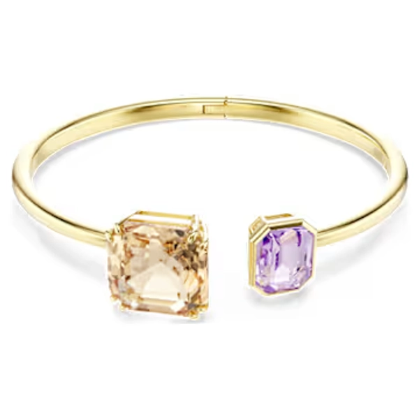 Millenia bangle, Octagon cut, Multicoloured, Gold-tone plated