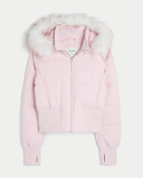 Hollister Peyton Faux Fur Trim Puffer Jacket