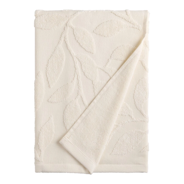 Blanca Ivory Sculpted Leaf Bath Towel
