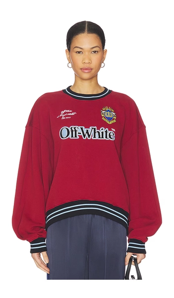 Sporty Over Crew Sweater in Red Dahlia
