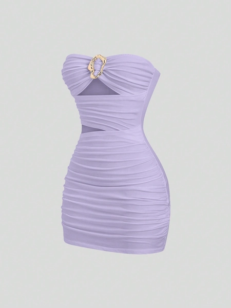 Sweetra Women's Fitted Strapless Mini Dress