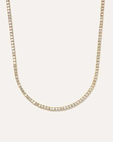 14K Gold Diamond Tennis Necklace in White Gold