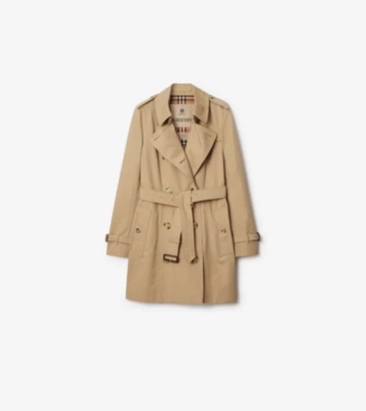Short Chelsea Heritage Trench Coat in Honey beige - Women, Cotton Gabardine | Burberry® Official