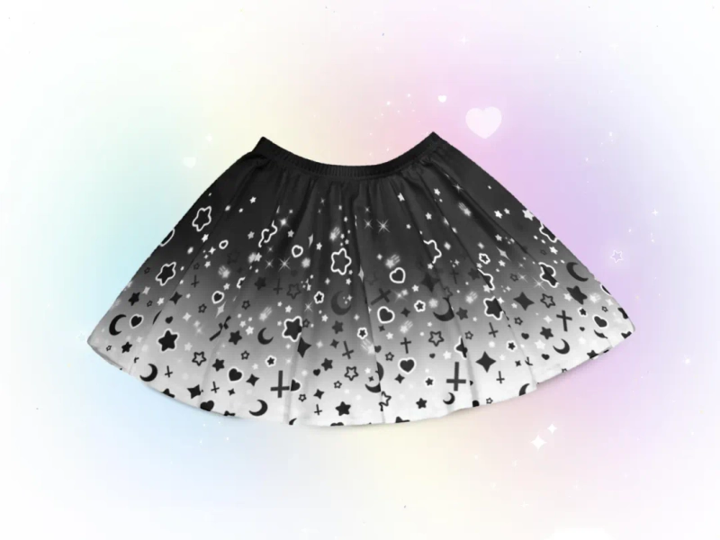 Pastel Goth Skater Skirt Yami Kawaii Flare Skirt Creepy Cute Black and White Starry Skirt for Women Celestial Moon Star Plus Size Mini Skirt - Etsy