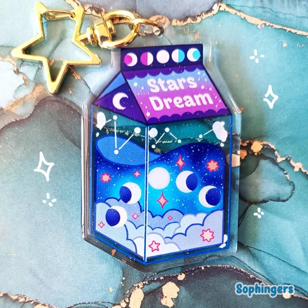 Starry Dream Keychain // Glittery Clear Acrylic Keychain