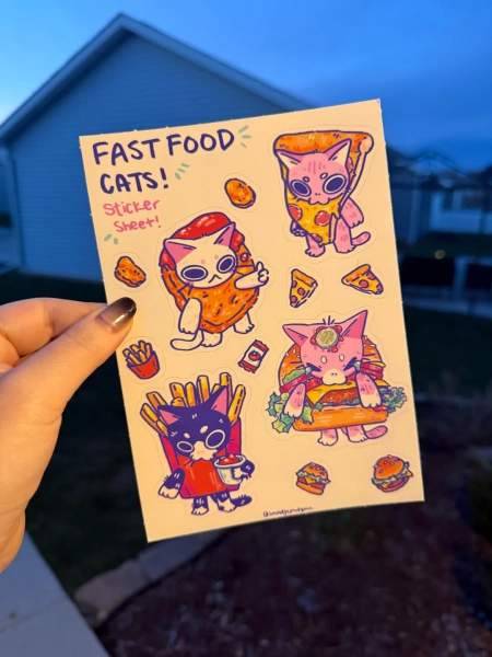 Fast Food Cat Themed Vinyl Stickers 