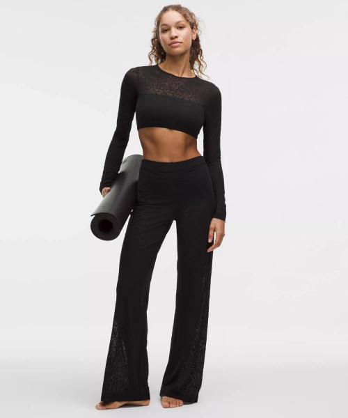 Paisley Lace Jacquard High-Rise Flared Pant - Paisley Lace Jacquard Black - 2