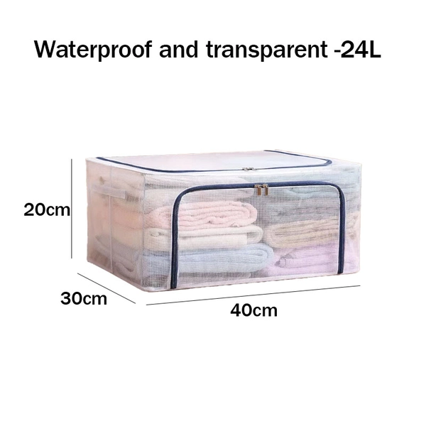 【2PCS】NEARER Clothes Storage Organizer Waterproof Large Folding Storage Box Breathable Folding Clothes Locker Steel Locker Waterproof Oxford Cloth Material Dustproof and Moisture-proof Wardrobe Storage Box