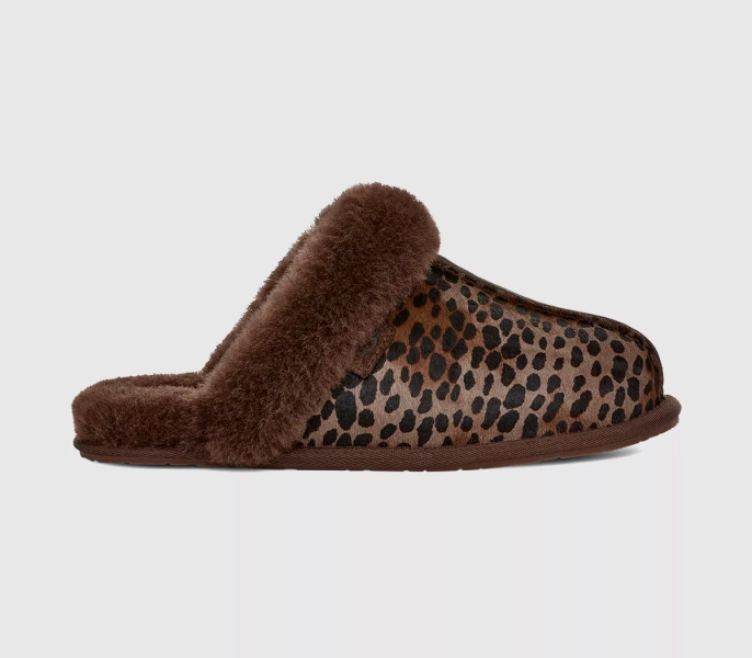 UGG Scuffette II Slippers Leopard Caspian Burnt Cedar - Flat Shoes for Women