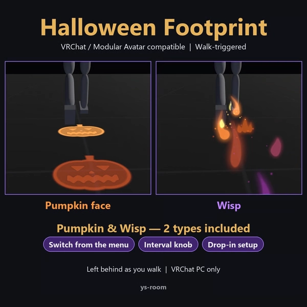 Halloween Footprints for VRChat - Pumpkin & Wisp