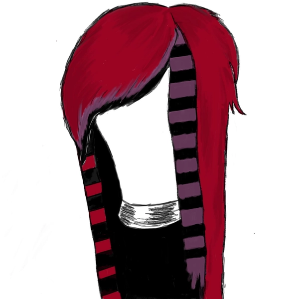 RubyRiot - Dyed to order scene hair wig with racoon stripes, hand dyed deep red, purple and black.