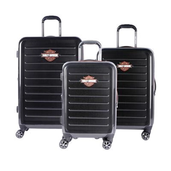 Harley-Davidson Cruiser 22", 26", 30" 3 Piece Hardside Luggage Set, Black