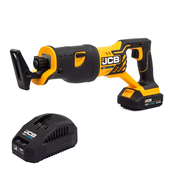 JCB 18V Cordless Reciprocating Saw, 2.0Ah Li-Ion Battery and 2.4A Charger | 21-18RS-2X