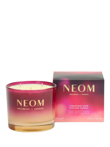 NEOM Wellbeing London Christmas Wish Three Wick Scented Candle, 420g