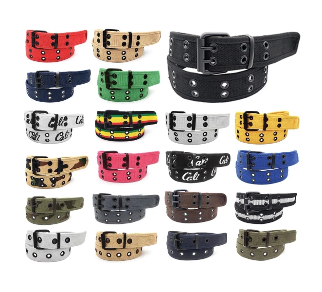 New Canvas Belt Two Hole Double Prong Belt Web Belt Metal Buckle - Etsy