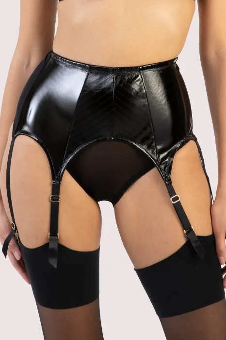 Black PVC suspender belt 
