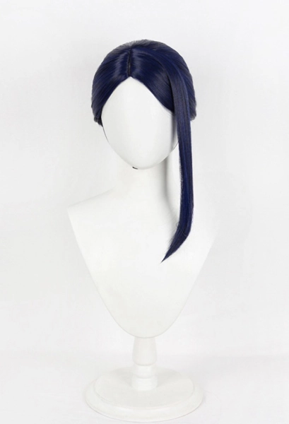 Arcane LOL Caitlyn Perruque Cosplay Perruque bleu foncé